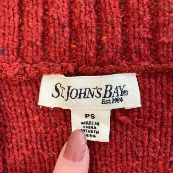 ST. JOHN’S BAY Dark heathered red chunky cable knit sweater PETITE SMALL MEDIUM - Picture 2 of 12